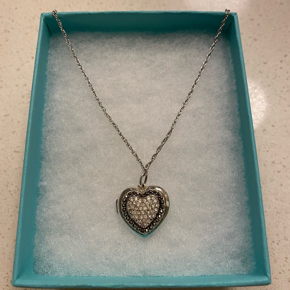 Sterling silver 925 heart locket pendant necklace